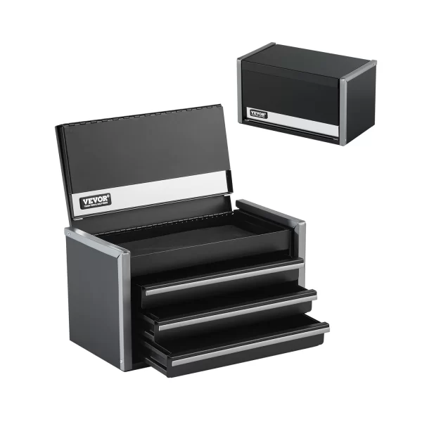 VEVOR 8.6in 3 Drawers Metal Tool Box Portable Tools Chest