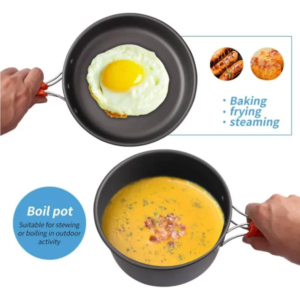 1pcs/1set Camping Cookware Kit Outdoor Cooking Set Aluminum - Image 5