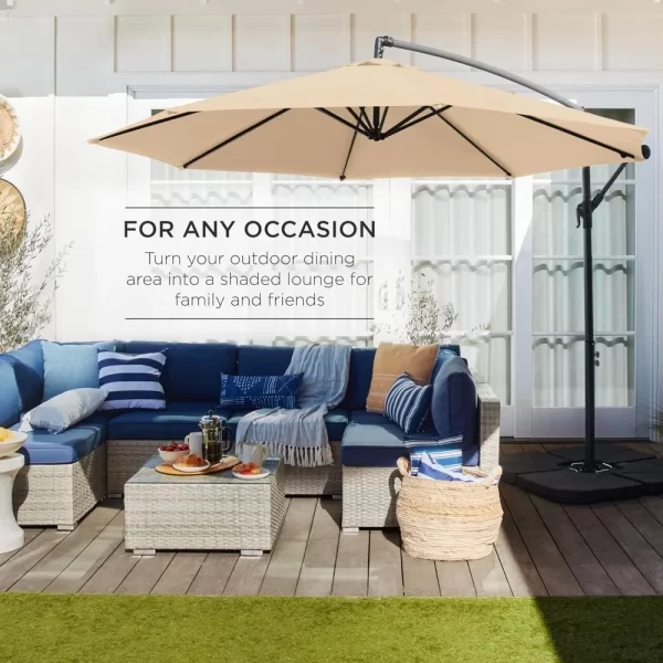 10ft Offset Hanging Market Patio Umbrella w/Easy Tilt Adjustment, Polyester Shade