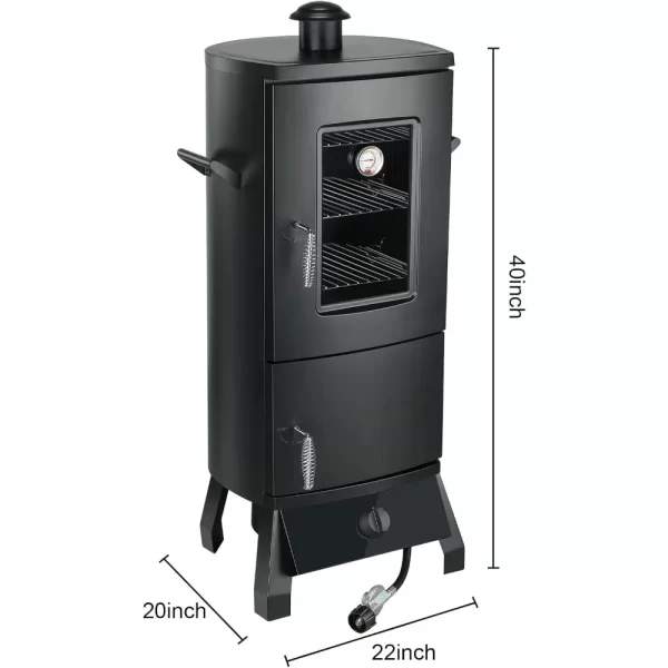 Smoker with Cover, Vertical Smoker Grill with Temperature Control - Image 5