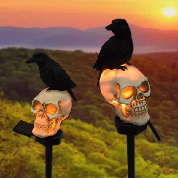 Halloween Crow Skull Outdoor Solar Light - Image 21