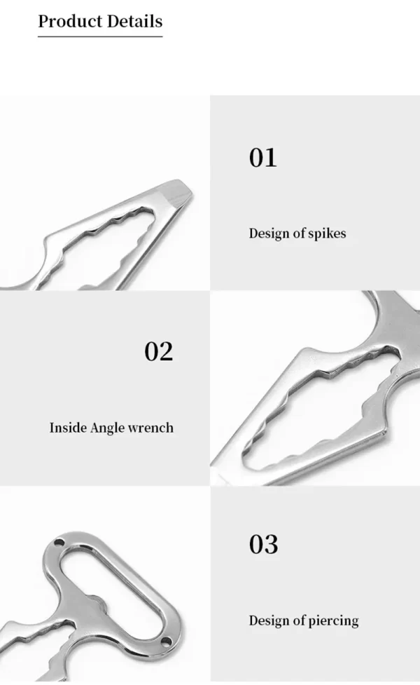 Outdoor EDC Survival Tool, Multifunctional Self-defense Spike,Wrench,Bottle Opener,Keychains - Image 16