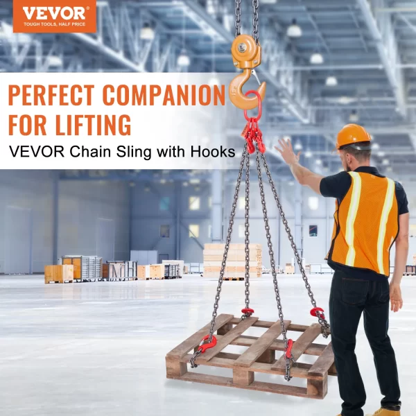 VEVOR Chain Sling 5/16 Inch X 5 Ft Lifting Chains with Hooks - Image 2