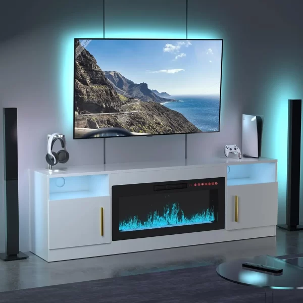 TV Stand with Fireplace, 36" Fireplace TV Stand LED Entertainment Center with Fireplace - Image 5