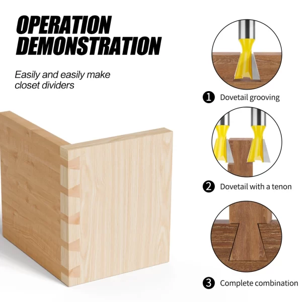 1Pcs 6mm 12mm Shank Dovetail Joint Router Bits Set Dovetail Joint Router Bits Set - Image 3