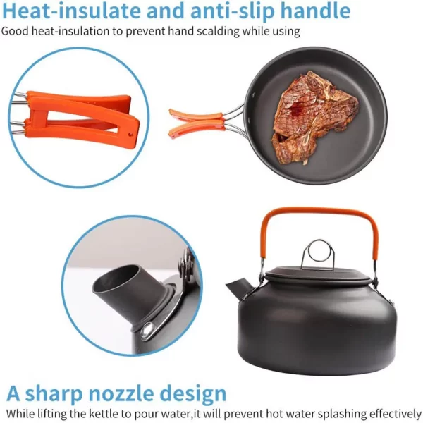 1pcs/1set Camping Cookware Kit Outdoor Cooking Set Aluminum - Image 4