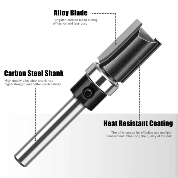 1pc 6mm 1/4"Shank Bearing Straight Router Bit - Image 5