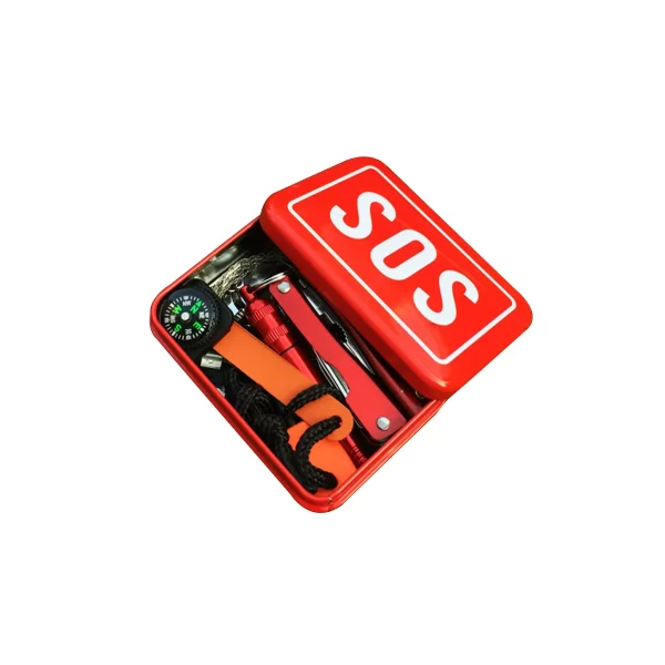 Survival Case Emergency Safety Kit Wire Saw Folding Compass Flashlight Fire Starter Pliers