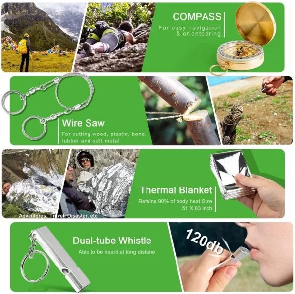 Survival kit set military outdoor travel mini camping tools aid kit emergency - Image 5