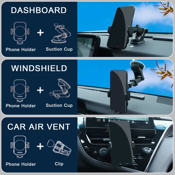 Wireless Car Charger, 15W Fast Charging Auto Clamping Car Charger - Image 4