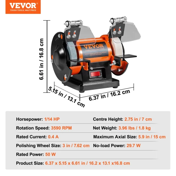 VEVOR 3in Jewelry Polisher Buffer Bench Grinder Polishing Machine - Image 6