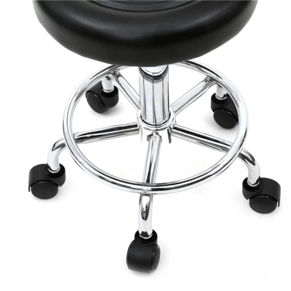Round Shape Adjustable Salon Stool with Back and Line Black - Image 4
