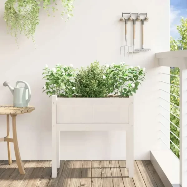 Elevate Your Garden: White Wooden Planter with Legs -Solid Pine - Image 4