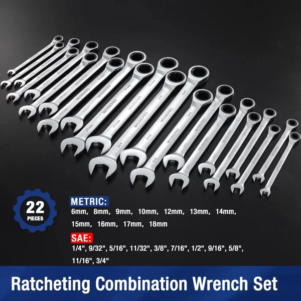WORKPRO 23pc Ratcheting Wrench Set  with Box - Image 2