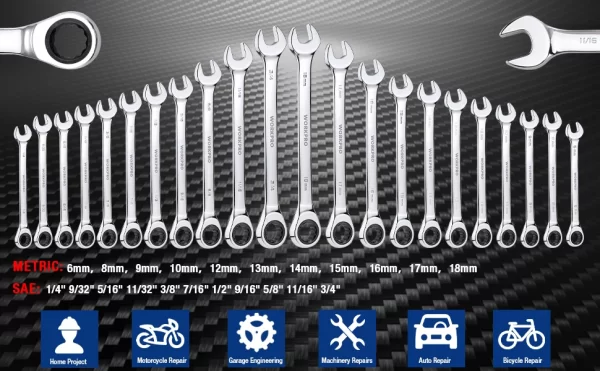WORKPRO 23pc Ratcheting Wrench Set  with Box - Image 9