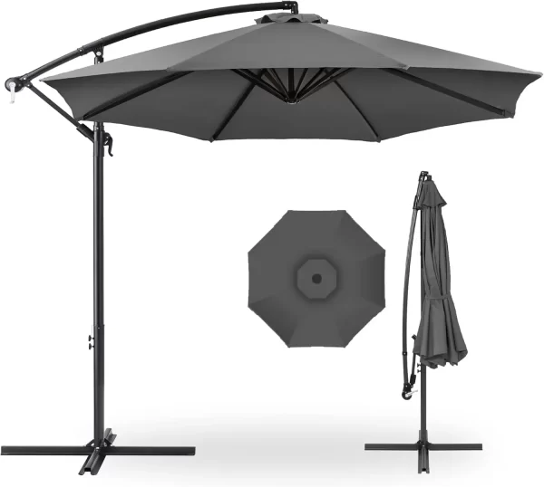 10ft Offset Hanging Market Patio Umbrella w/Easy Tilt Adjustment, Polyester Shade - Image 28