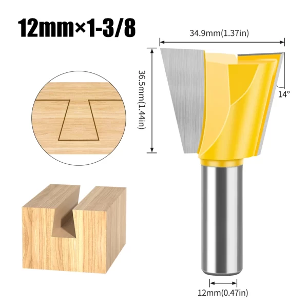 1Pcs 6mm 12mm Shank Dovetail Joint Router Bits Set Dovetail Joint Router Bits Set - Image 16