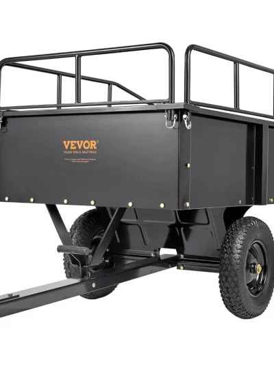 Heavy Duty ATV Trailer Steel Dump Cart, 750-Pound 15 Cubic Feet