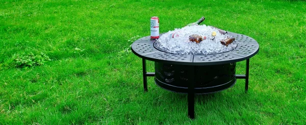 42" Outdoor Fire Pit with 2 Grills - Wood Burning Firepit for Outside with Cover & Poker - Image 12