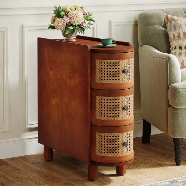 Tribesigns End Table Round Solid Wood Sofa Bedside Narrow Bedroom Side Table - Image 26