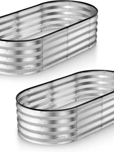 Galvanized Raised Garden Beds Outdoor // 4×2×1 ft (2-Pack)