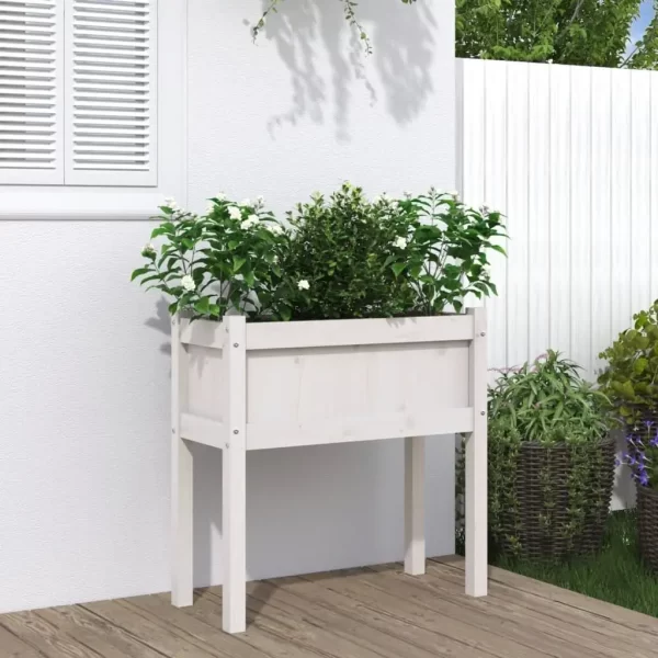 Elevate Your Garden: White Wooden Planter with Legs -Solid Pine - Image 2
