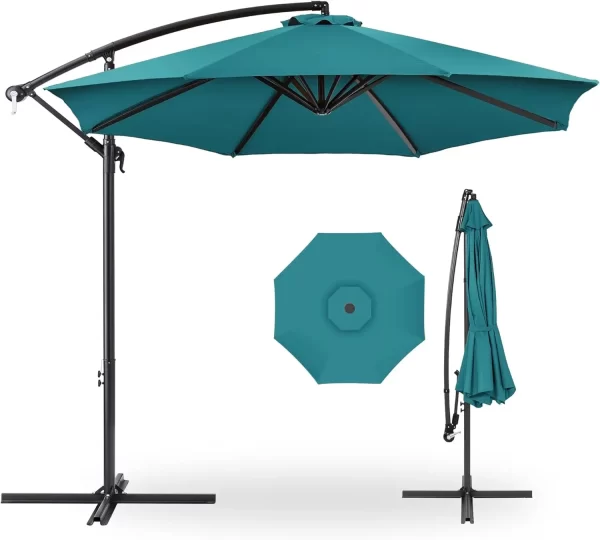 10ft Offset Hanging Market Patio Umbrella w/Easy Tilt Adjustment, Polyester Shade - Image 24