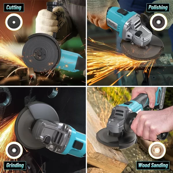 SEESII 21V Brushless Angle Grinder 125mm Cordless Cutting Polishing Machine Electric Li-ion Power Tools for Makita 18v Battery - Image 5