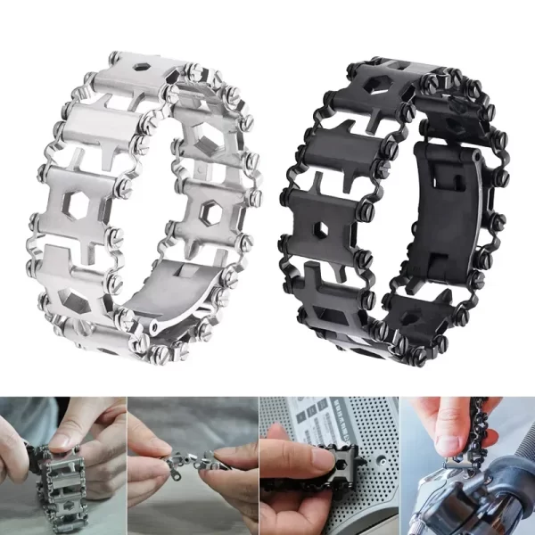 Survival Multitools Silver Bracelet  Stainless Steel Bracelet - Image 2