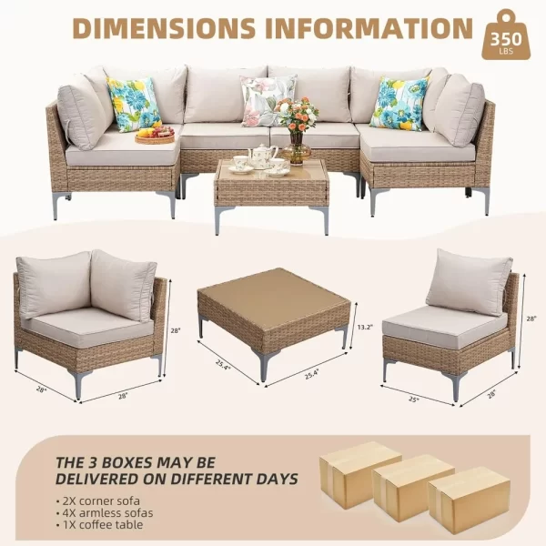7-piece terrace furniture set,outdoor rattan segmented sofa with coffee table - Image 6