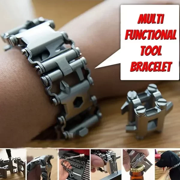 Survival Multitools Silver Bracelet  Stainless Steel Bracelet - Image 12