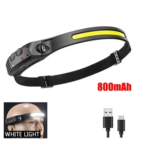 COB LED Headlamp Induction Head Lamp Built-in Battery USB Rechargeable - Image 11