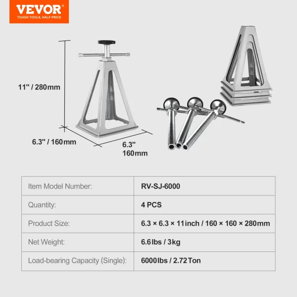 VEVOR 4 Pack RV Stabilizer Jacks 6000 Lbs Aluminum RV Leveling Jacks - Image 7