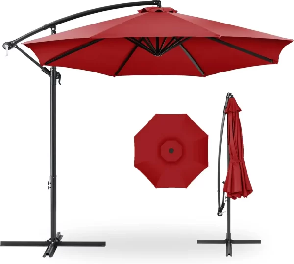 10ft Offset Hanging Market Patio Umbrella w/Easy Tilt Adjustment, Polyester Shade - Image 11