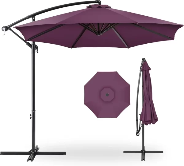 10ft Offset Hanging Market Patio Umbrella w/Easy Tilt Adjustment, Polyester Shade - Image 7