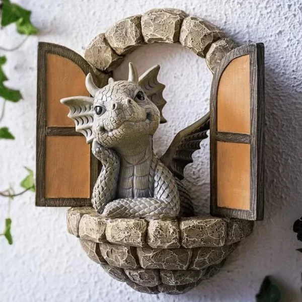 Solar Powered Outdoor Garden Dragon Statue Lovely Meditation Resin Crafts - Image 10