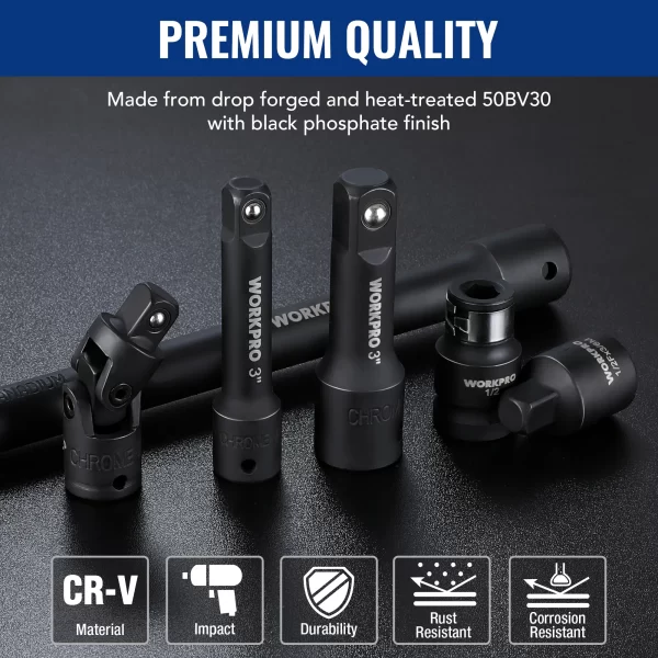 WORKPRO 18Pieces Drive Tool Accessory Set Includes Socket Adapters - Image 3