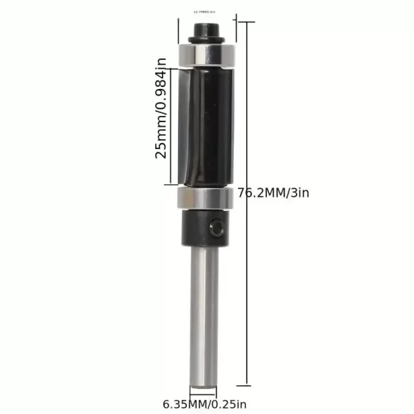 1pc Woodworking Power Tools 1/4'' Shank Top & Bottom Bearing Flush Trim Router Bit - Image 2