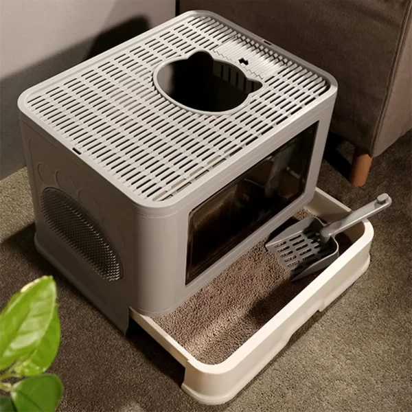 Large Hooded Cat Litter Box Tray Drawer Type - Image 2