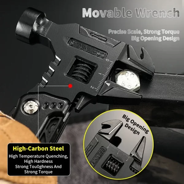 New Multifunctional Wrench Hammer Knife Pliers Survival Tool Stainless Steel Multi-tool Knife - Image 5