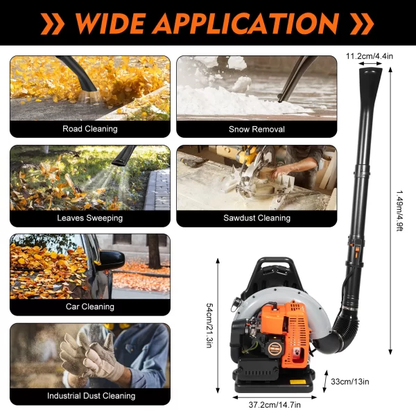 Backpack Leaf Blower 63CC 2 Stroke Gas Powered Leaf Blowers - Image 6