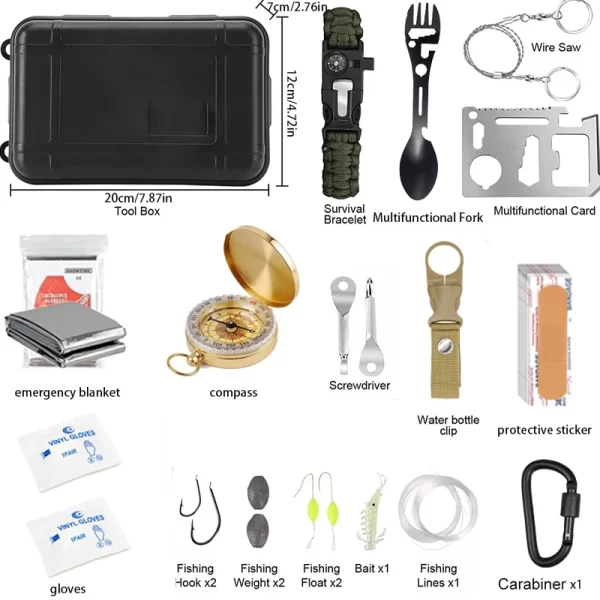 Survival Kit, Professional Survival Gear Equipment Tools First Aid Supplies - Image 2