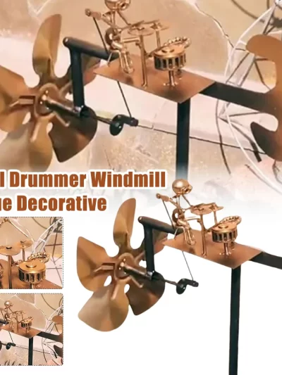 Metal Wind Spinner Metal Drummer Windmill Statue Decorative Wind Power