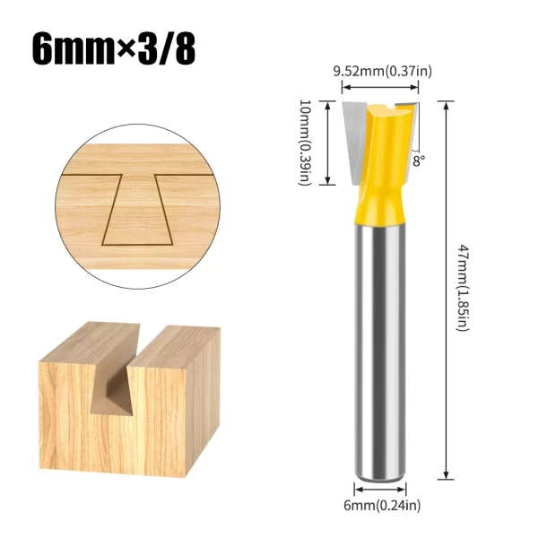 1Pcs 6mm 12mm Shank Dovetail Joint Router Bits Set Dovetail Joint Router Bits Set - Image 25