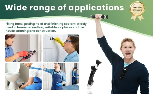 9PCS Caulk Nozzle Applicator Silicone Scraper Sealant Caulking Smooth Remover Tools Kit - Image 7