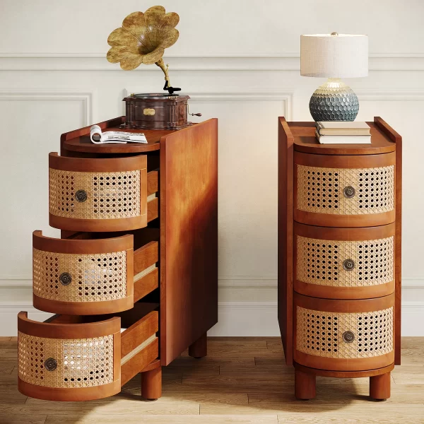 Tribesigns End Table Round Solid Wood Sofa Bedside Narrow Bedroom Side Table - Image 28
