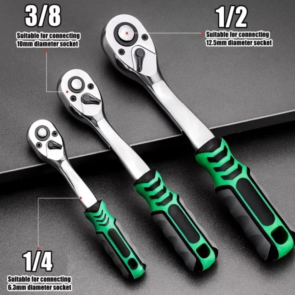 72 Tooth Socket Sleeve Wrench Set 1/4" 3/8" Wear-resisting Ratchet Wrench Socket - Image 5