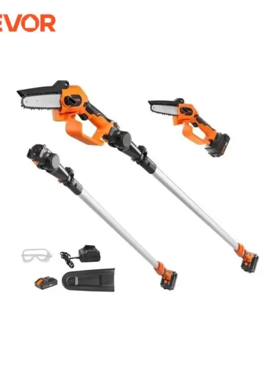 VEVOR 2-in-1 Cordless Pole Saw Mini 20V Pole Chainsaw 5" Cutting Capacity 8 ft Reach