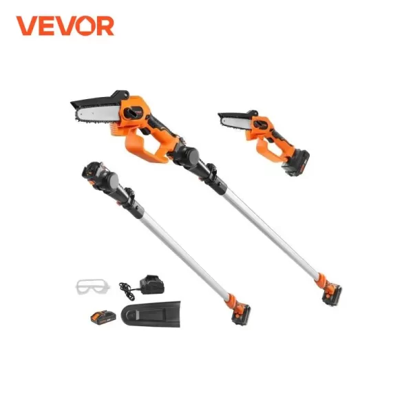 VEVOR 2-in-1 Cordless Pole Saw Mini 20V Pole Chainsaw 5" Cutting Capacity 8 ft Reach