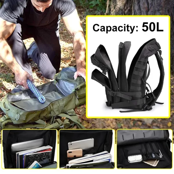 45L/25L Tactical Backpack Men's Travel Large Capacity Rucksacks - Image 5
